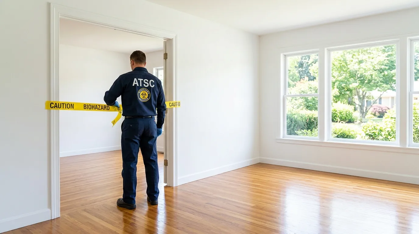 Certified biohazard cleanup crew performing Trauma Scene Cleanup in Apex